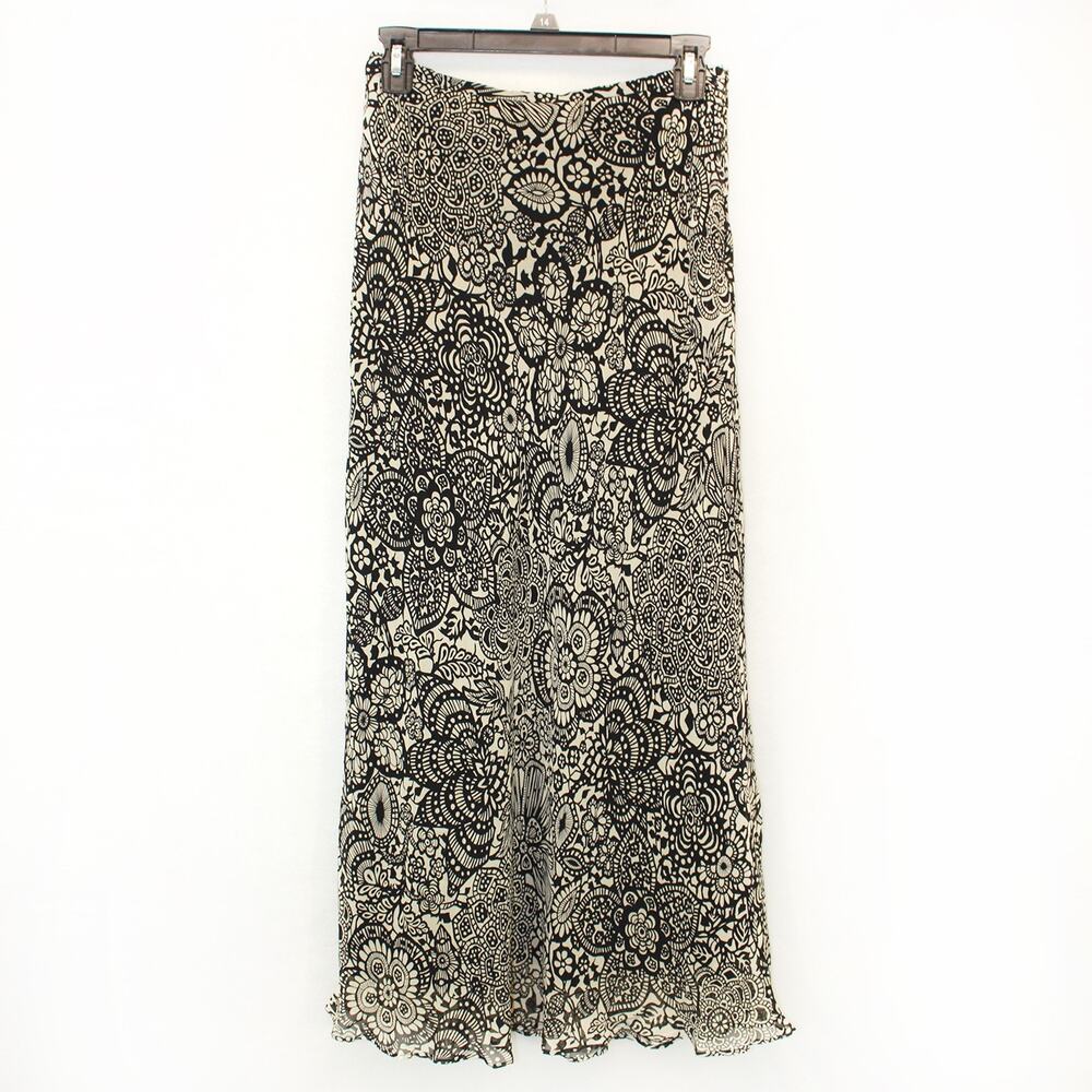 Ann Taylor 100% Silk A-Line Floral Print Long Skirt Y2K Zip Lined Size 2